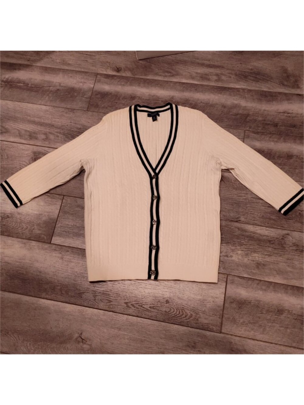 Chapps Women's Tennis Sweater Blue & Cream White Size 1X